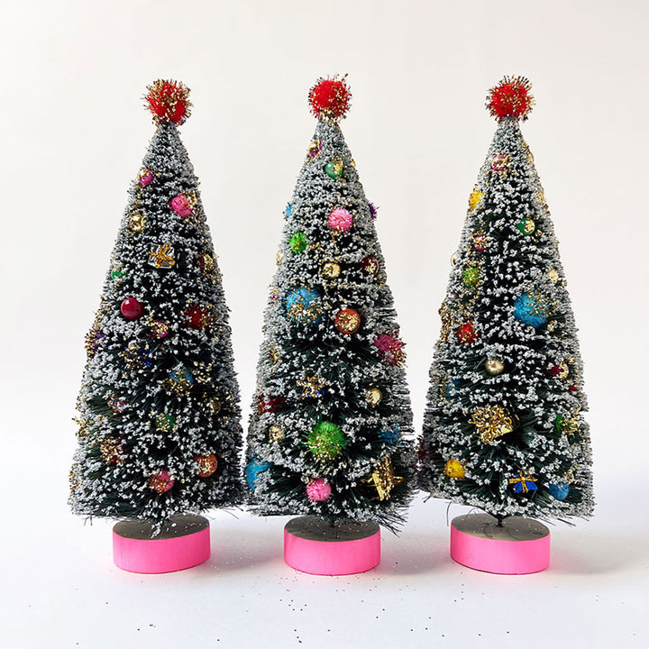 Retro Holiday Bristle Tree: Pink Base Large