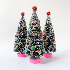 Retro Holiday Bristle Tree: Pink Base Large