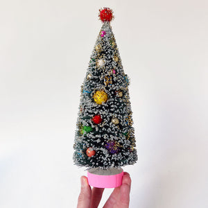 Retro Holiday Bristle Tree: Pink Base Large