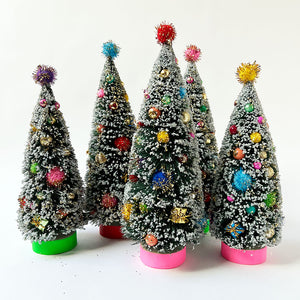 Retro Holiday Bristle Tree: Pink Base Large