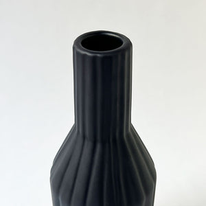 Ribbed Bottle Ceramic Vase Onyx