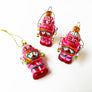 Small Robot Glass Ornament Pink