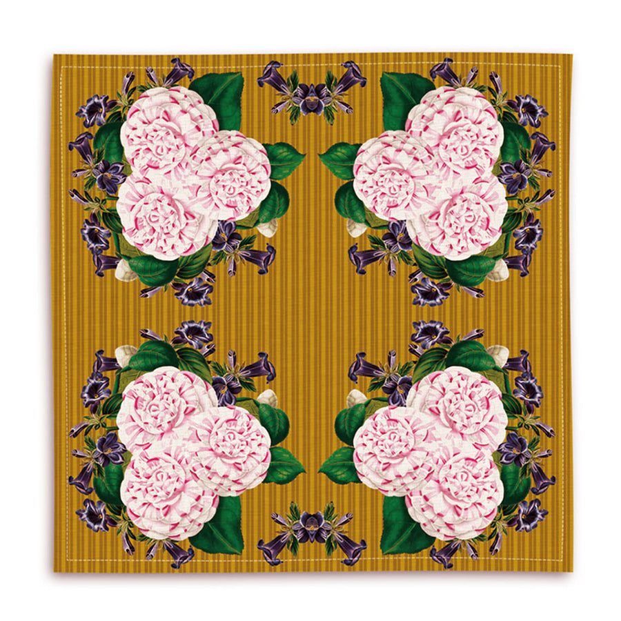 PATCH NYC Striped Camellia Bouquet Linen Napkins (Set of 4)
