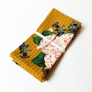 PATCH NYC Striped Camellia Bouquet Linen Napkins (Set of 4)