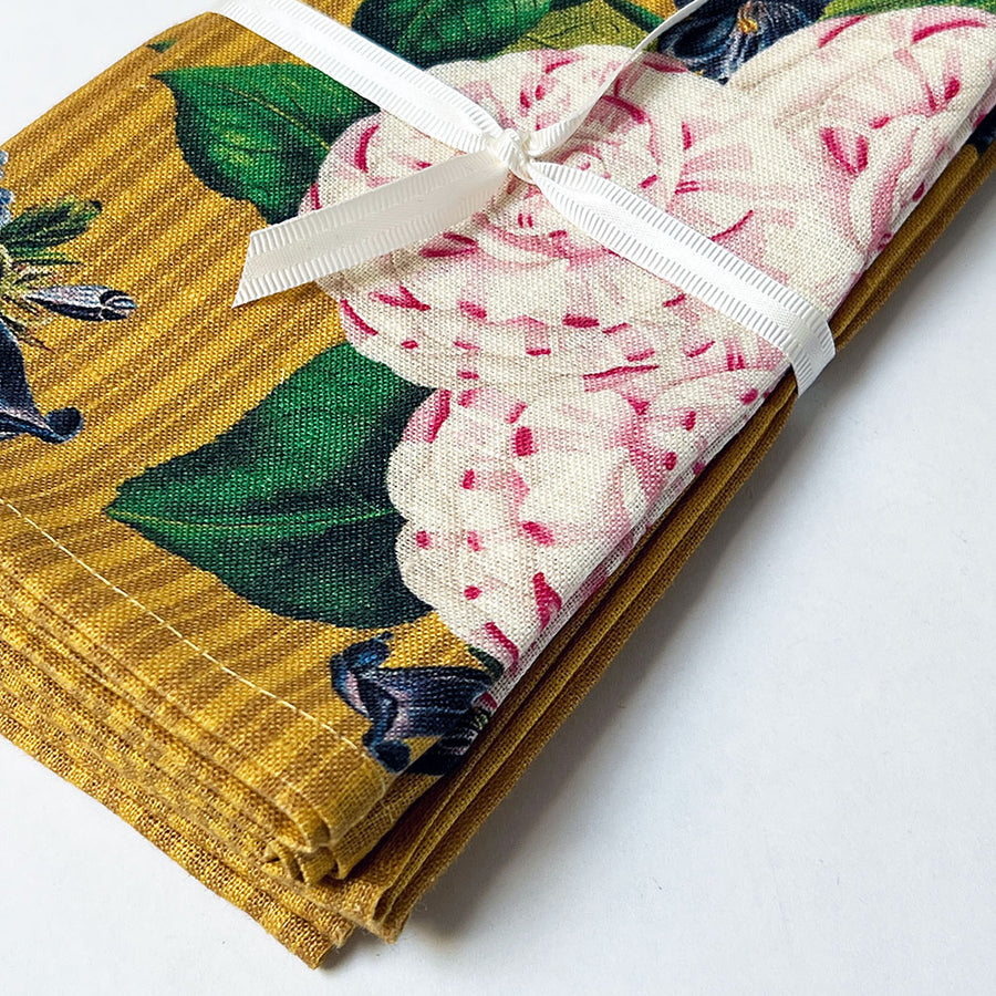 PATCH NYC Striped Camellia Bouquet Linen Napkins (Set of 4)