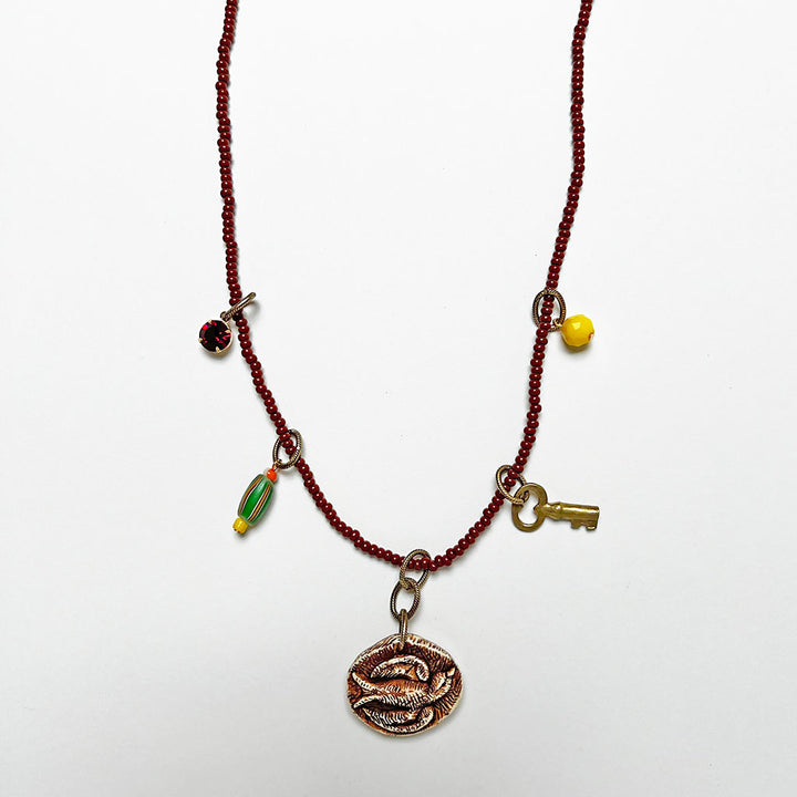 Collage Necklace: Brown (scrimshaw)