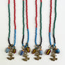 Color Block Beaded Necklace with Rustic Anchor Charm