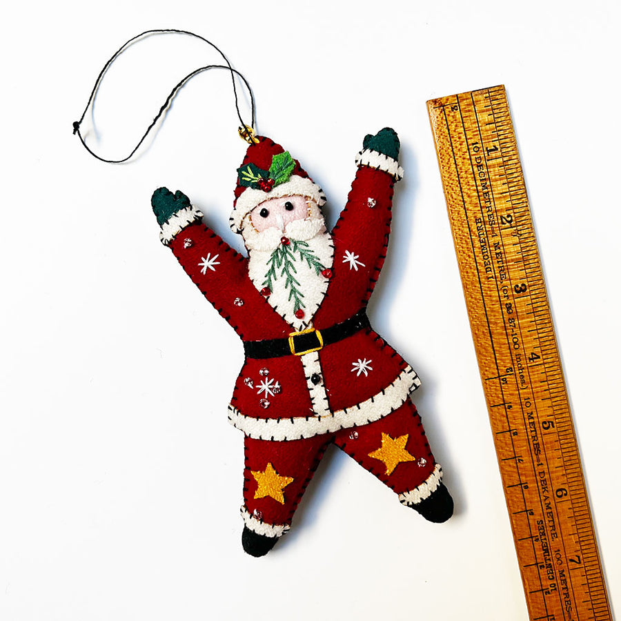Stitched and Beaded Felt Santa Claus Ornament