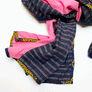Pink & Black, Pink, Grey Stripe Wide Linen Scarf (A)