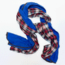 Blue & Red, White, Black Plaid Wide Linen Scarf (B)