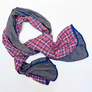 Grey & Pink, Blue, Red, Cream Plaid Wide Linen Scarf (E)