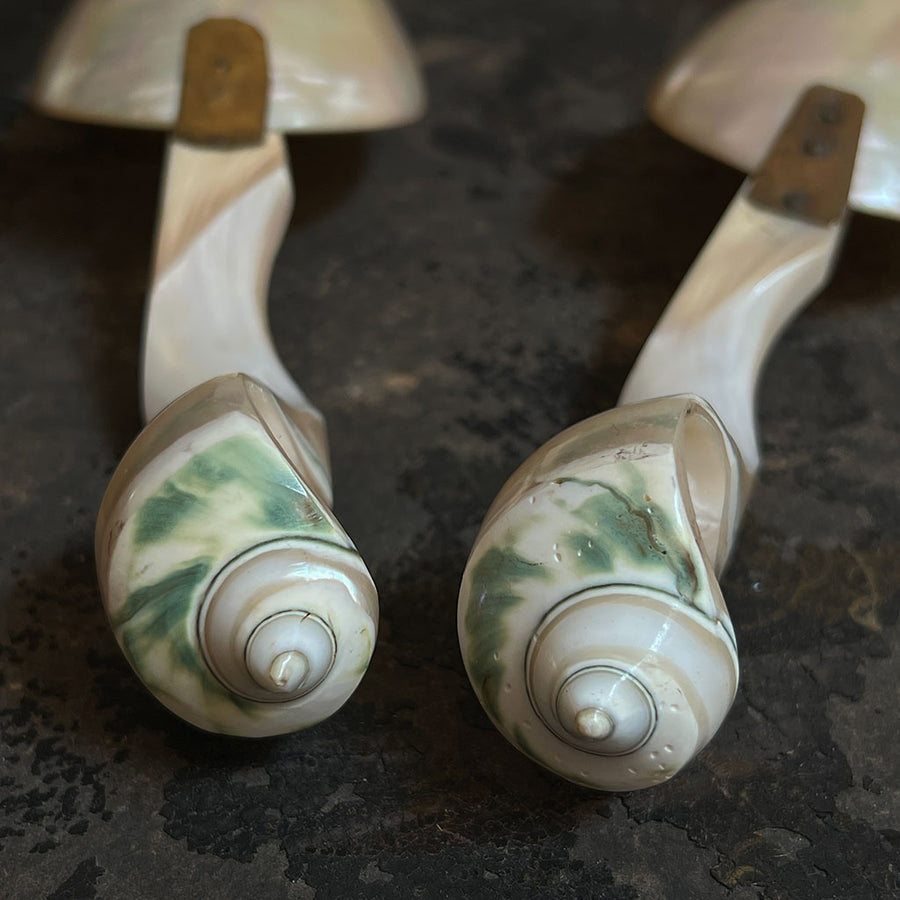 Vintage Carved Seashell Caviar Serving Spoons (Set of 2)
