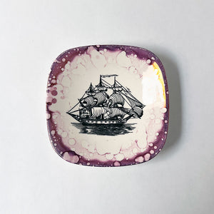 Vintage Small Dish with a Ship Made in England by Gray's Pottery