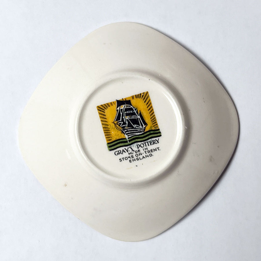 Vintage Small Dish with a Ship Made in England by Gray's Pottery
