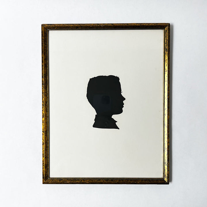 Original Paper Silhouette of a Boy in a Vintage Frame