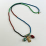Color Block Beaded Necklace with Skull & Crossbones Charm
