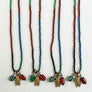 Color Block Beaded Necklace with Skull & Crossbones Charm