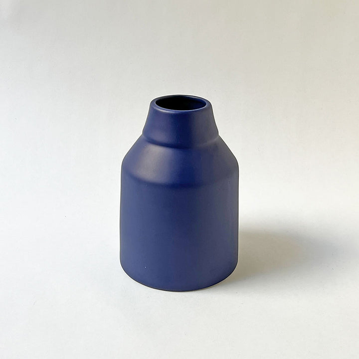 Bevel Top Ceramic Vase Deep Blue