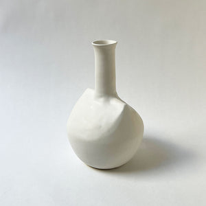 Pinched Shoulder Ceramic Vase Chalk