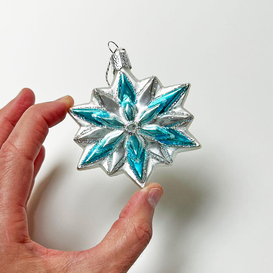 Snowflake Starburst Glass Ornament