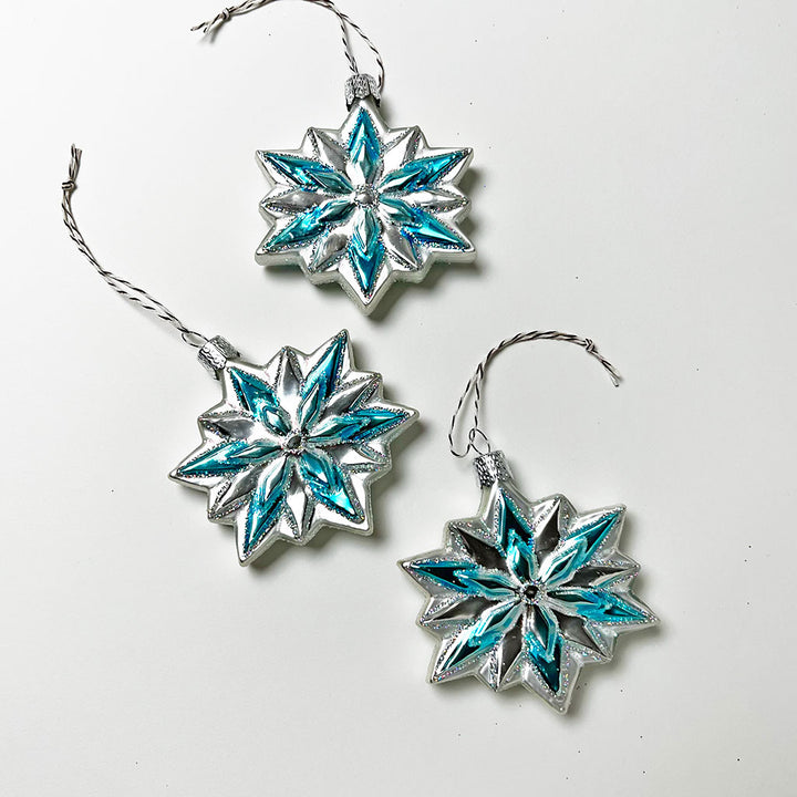 Snowflake Starburst Glass Ornament