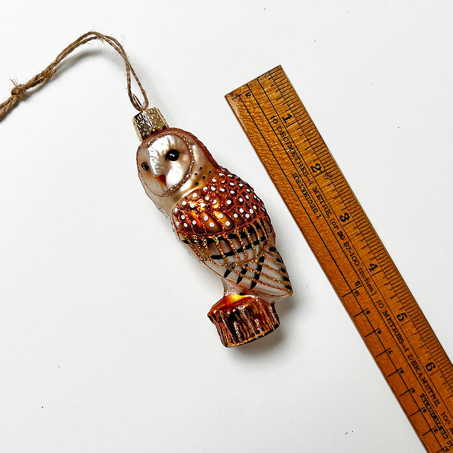 Spotted Owl Glass Ornament
