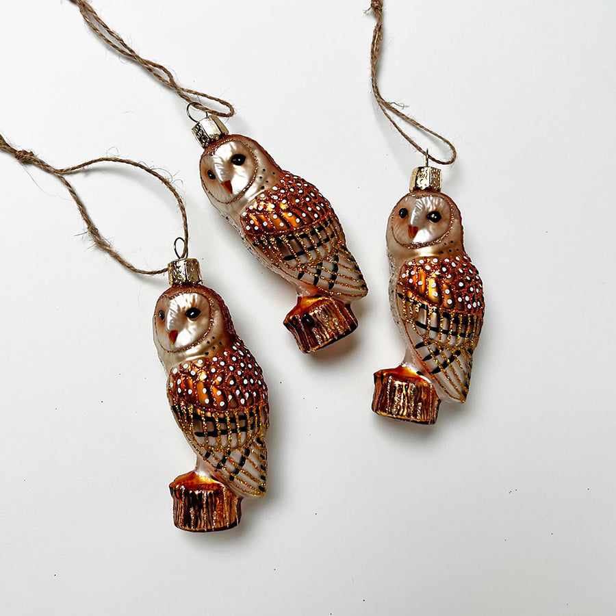 Spotted Owl Glass Ornament