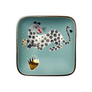 Waylande Gregory Square Dish with Leopard & Gold Dots Matte Aqua