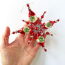 Tinsel Starburst Glass Ornament Red