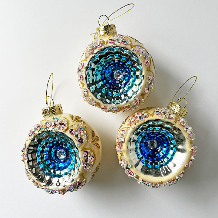 Starburst Globe Glass Ornament Cream