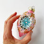 Starburst Teardrop Glass Ornament Pink
