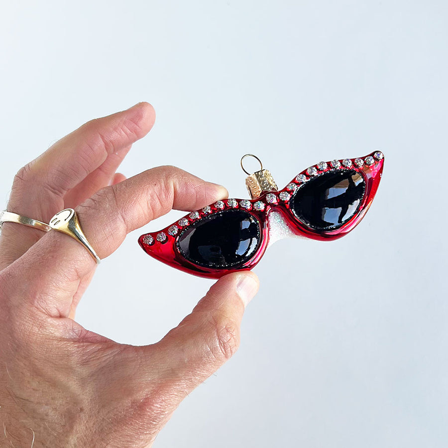 Cat Eye Sunglasses Glass Ornament