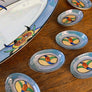 Vintage Hand-Painted Noritake Porcelain Oblong Bowl/Dish with Matching Small Bowl/Dishes Made in Japan (set of 7)