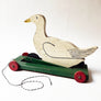 Vintage Painted Wood White Swan on Wheels