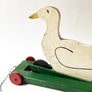 Vintage Painted Wood White Swan on Wheels