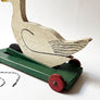 Vintage Painted Wood White Swan on Wheels