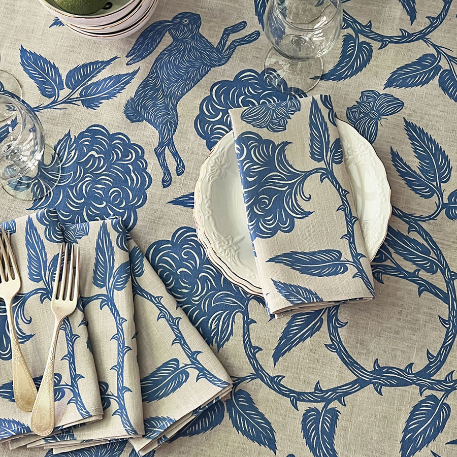 PATCH NYC Hawthorn Garden Cornflower Blue Linen Napkins (Set of 4)