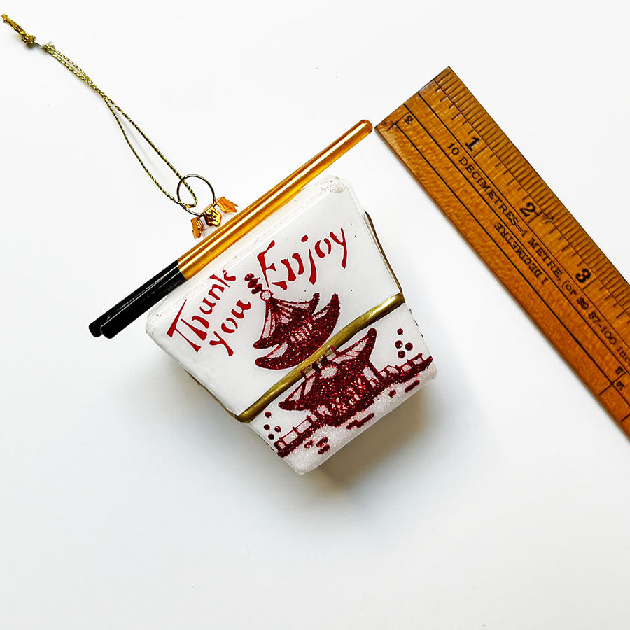 Chinese Takeout Container White Glass Ornament