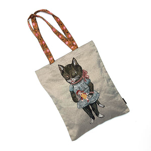 Nathalie Lete Tote Bag: Cat with a Doll