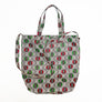 Cotton Print Market Tote: Green & Red Geometric