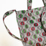 Cotton Print Market Tote: Green & Red Geometric