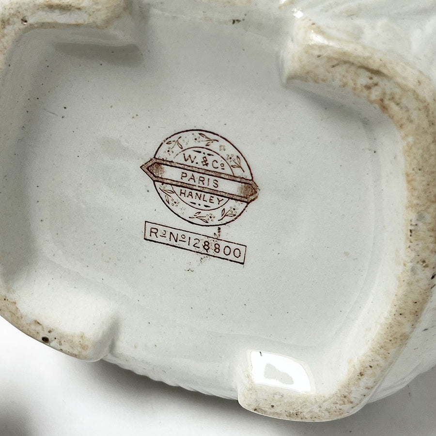 Vintage W & Co. Hanley Transferware Ceramic Double Handle Vessel with Lid