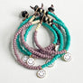 Happy Face Beaded Bracelet (Turquoise & Purple)