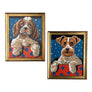 Vintage Dog Portraits - Original Paintings on Board in Gold Tone Frames (Pair)