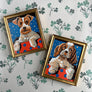 Vintage Dog Portraits - Original Paintings on Board in Gold Tone Frames (Pair)