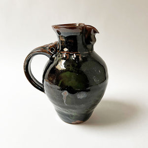 Vintage Black, Brown & Green Studio Pottery Pitcher