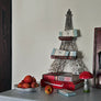 Vintage Metal Eiffel Tower Hanging Sculpture with Display Shelves