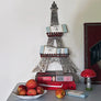 Vintage Metal Eiffel Tower Hanging Sculpture with Display Shelves