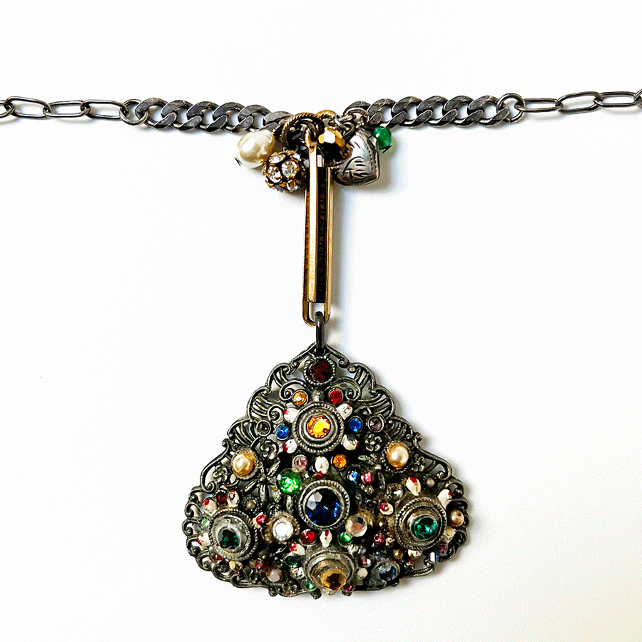 Treasure Necklace: Vintage Gem Encrusted Clip