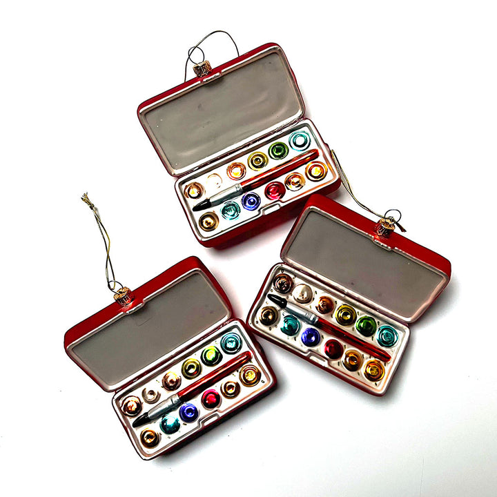 Watercolor Set Open Box Glass Ornament